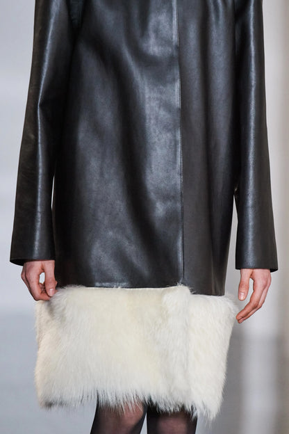 Loewe Shearling Trim Leather Coat