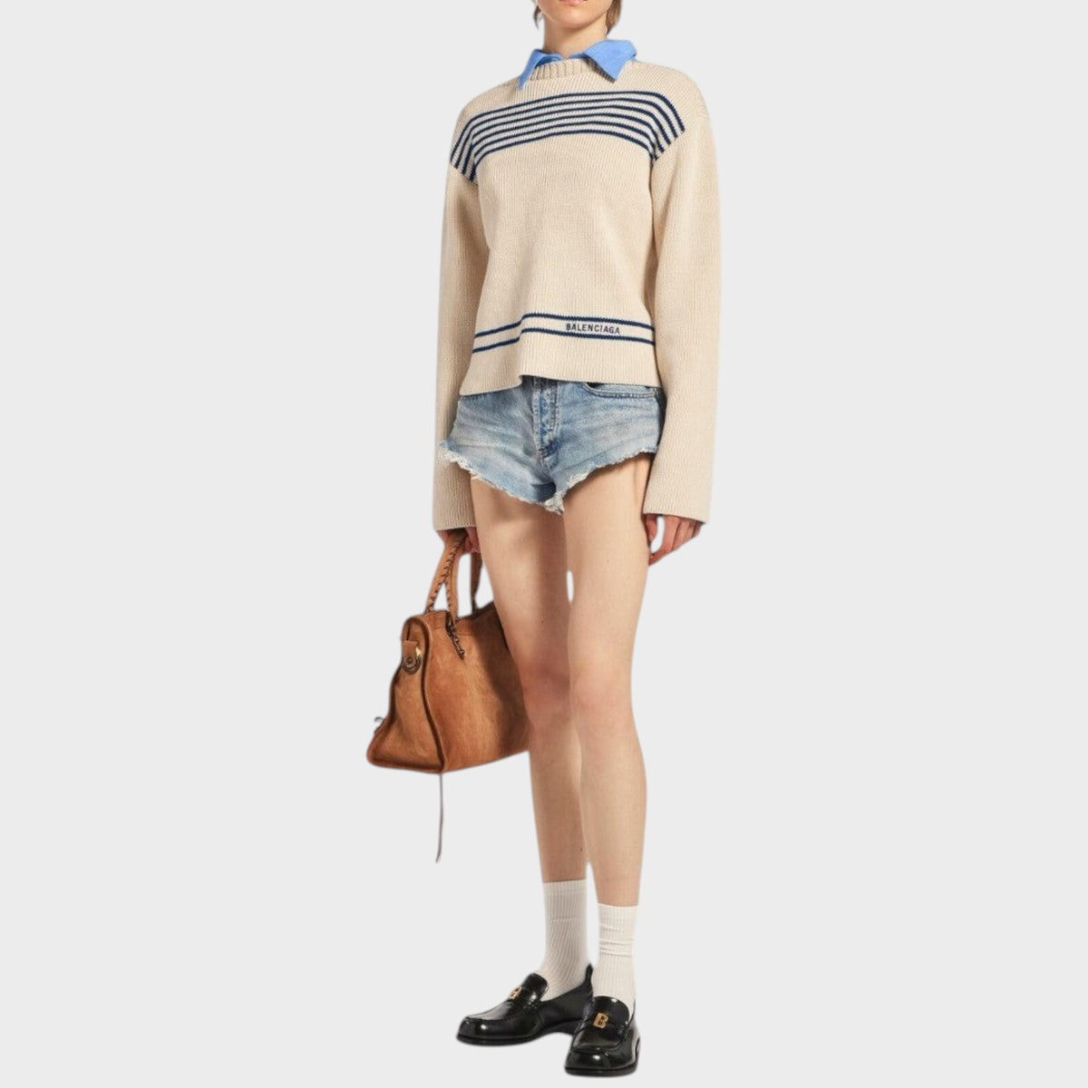Balenciaga Denim Mini Shorts