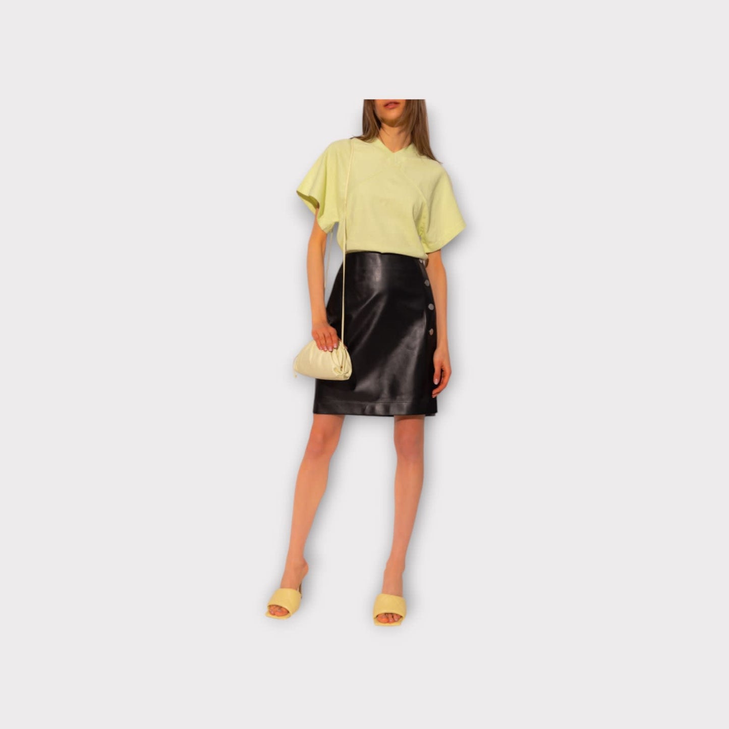 Bottega Veneta Lamb Leather Semiplonge Skirt
