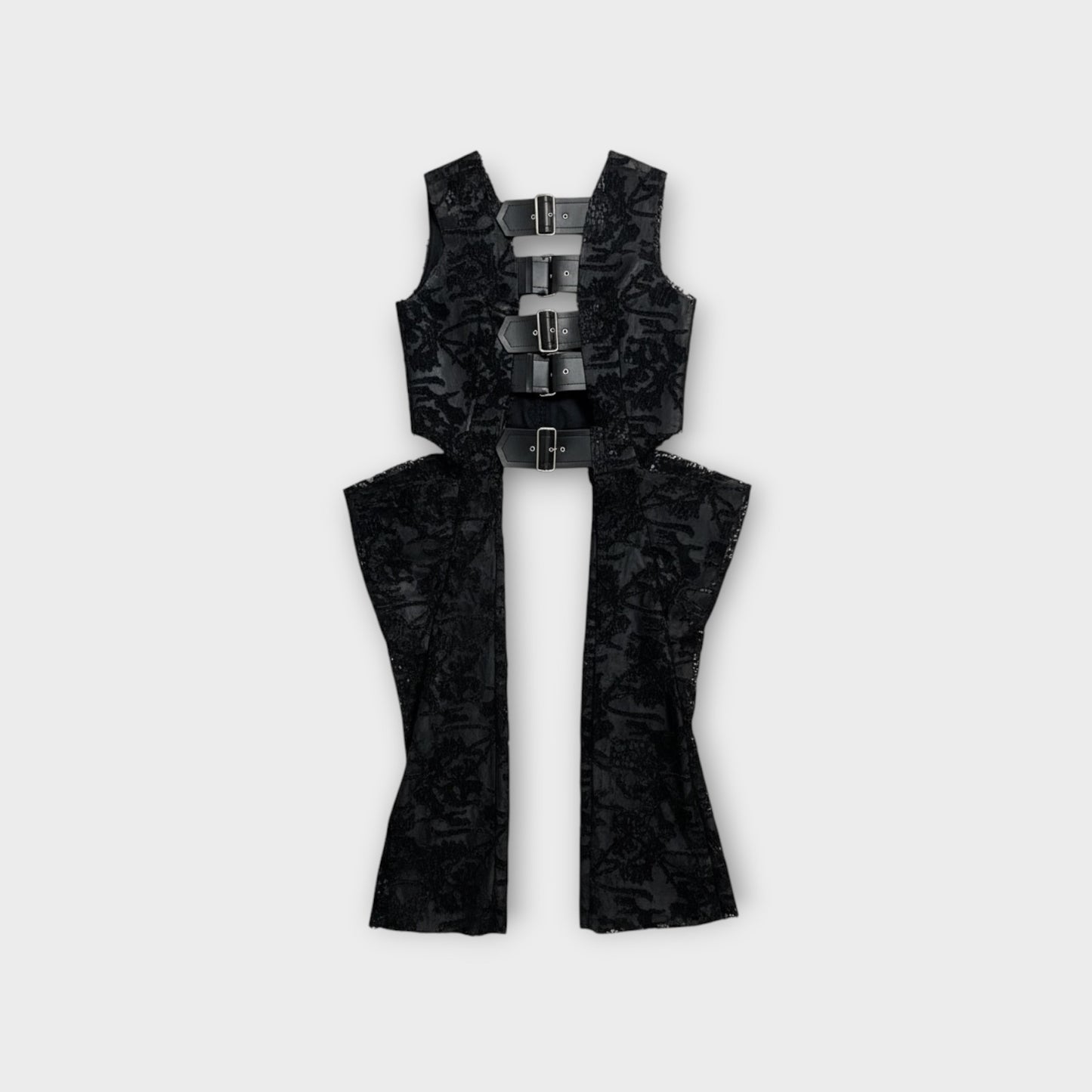 Comme des Garcons Leather and Lace Embroidered Gillet