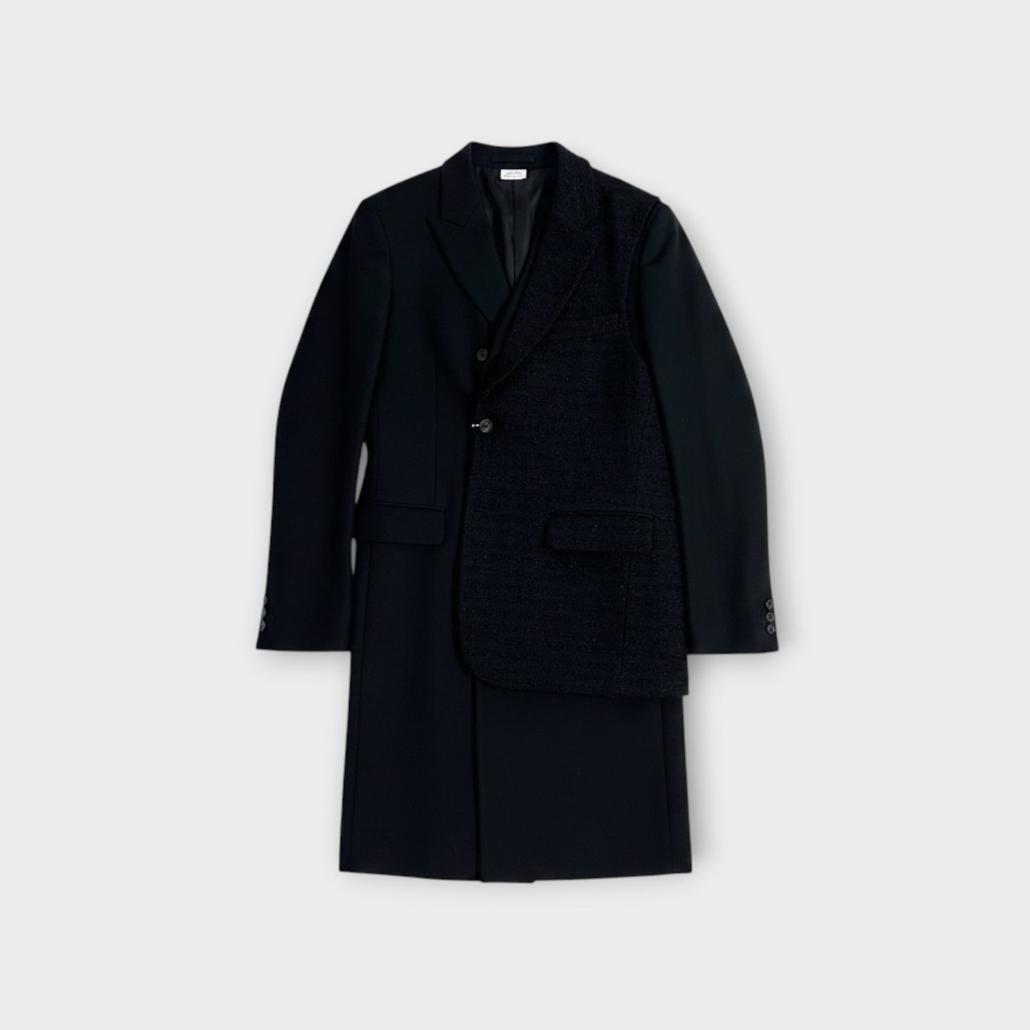 Comme des Garcons Homme Plus Wool Jacquard Twill Asymmetric Coat