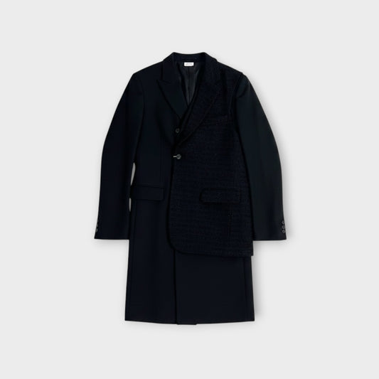Comme des Garcons Homme Plus Wool Jacquard Twill Asymmetric Coat