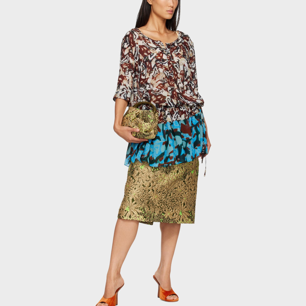 Dries Van Noten Crispino Silk & Cotton Resin Bag