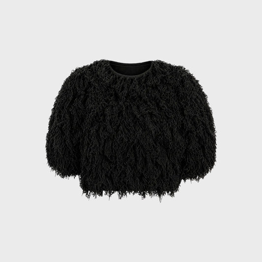 Ashlyn Virgin Wool Cropped Fringed Sweater