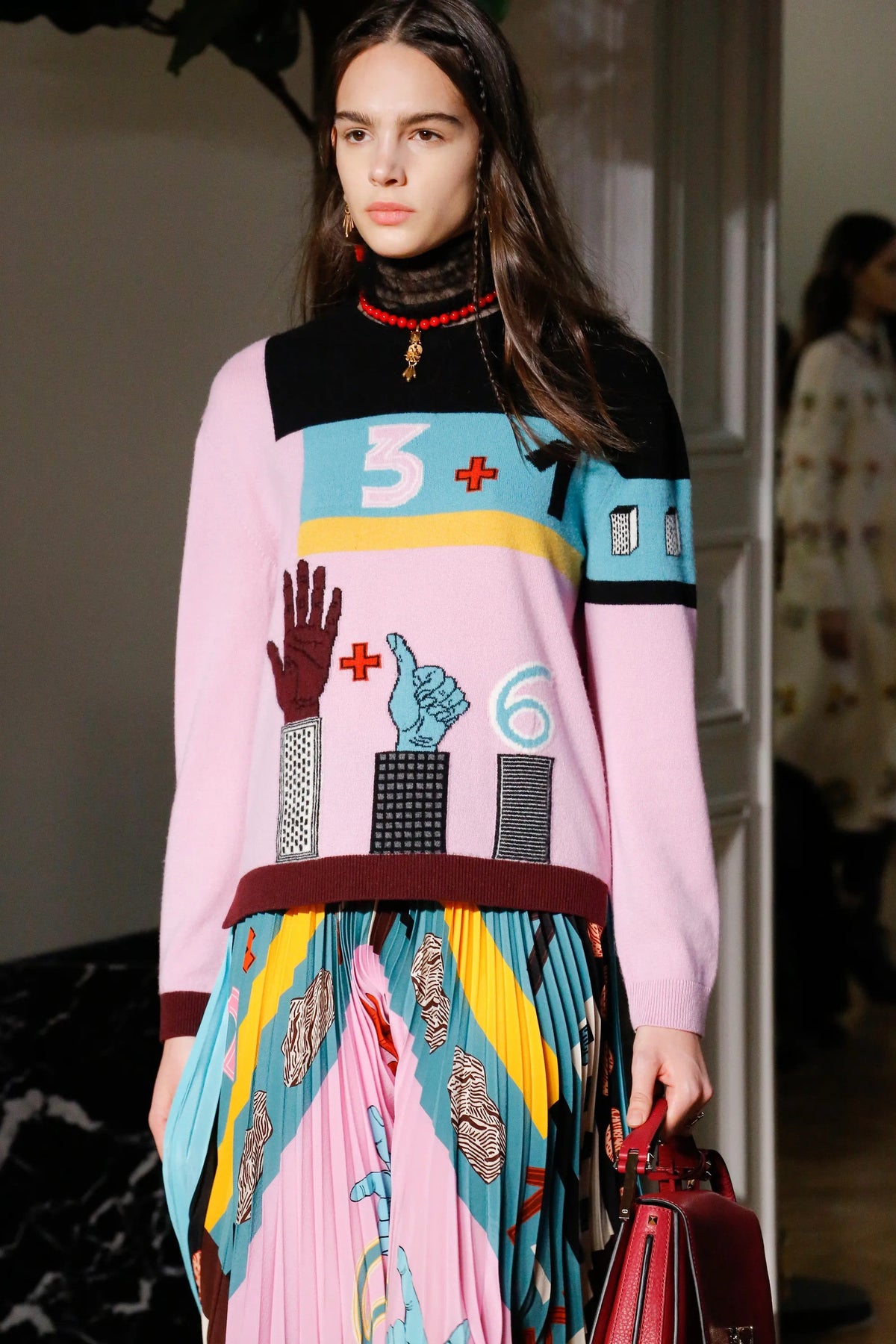 Valentino Counting Wool Jacquard Sweater