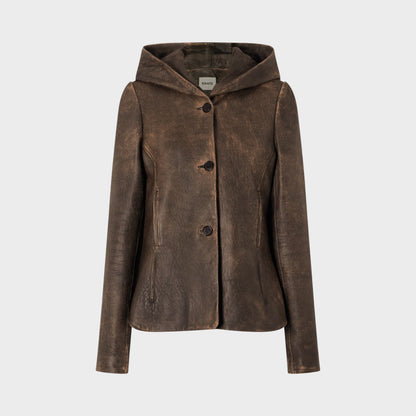 Khaite June Leather Peplum Jacket