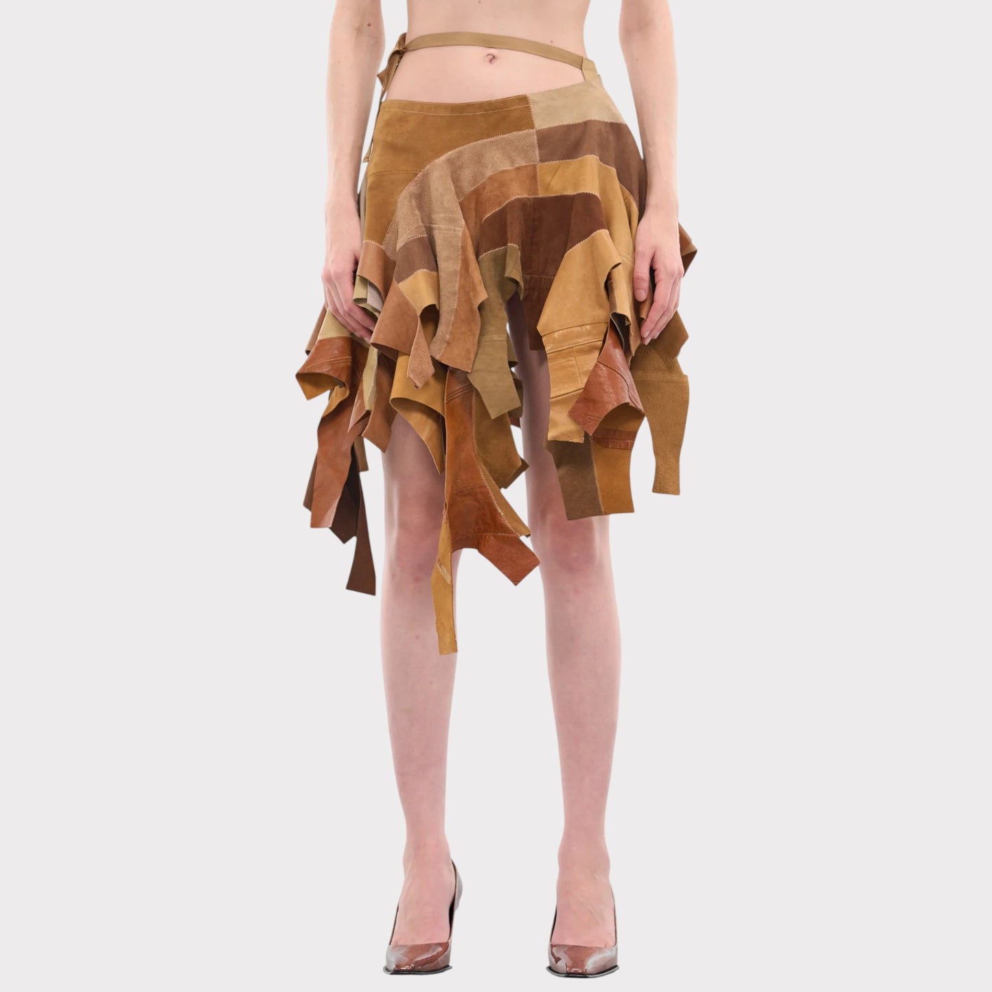 Julie Kegels Suzy Leather Stripes Skirt