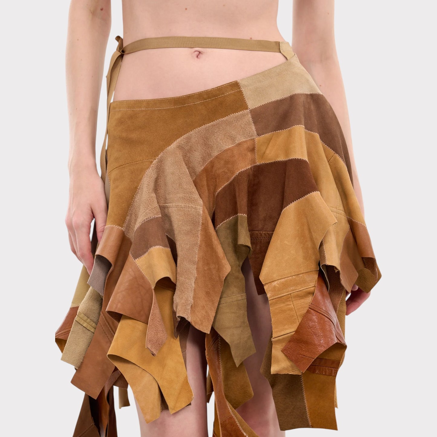 Julie Kegels Suzy Leather Stripes Skirt