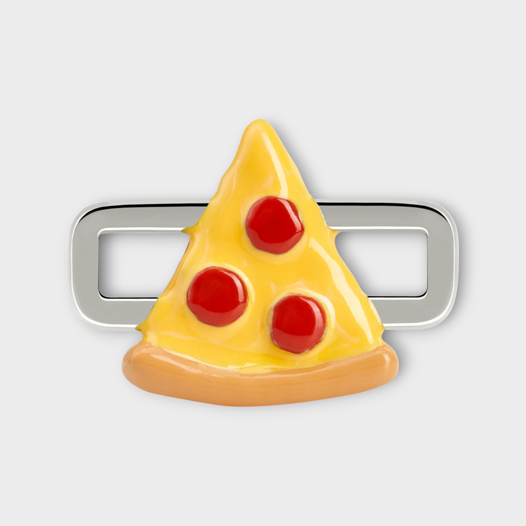 Poubel Charm, Print, Pizza Hand Painted Enamel w/ Sterling Silver