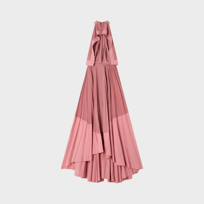 Lanvin High Collar Pleated Dress