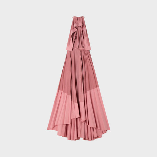 Lanvin High Collar Pleated Dress
