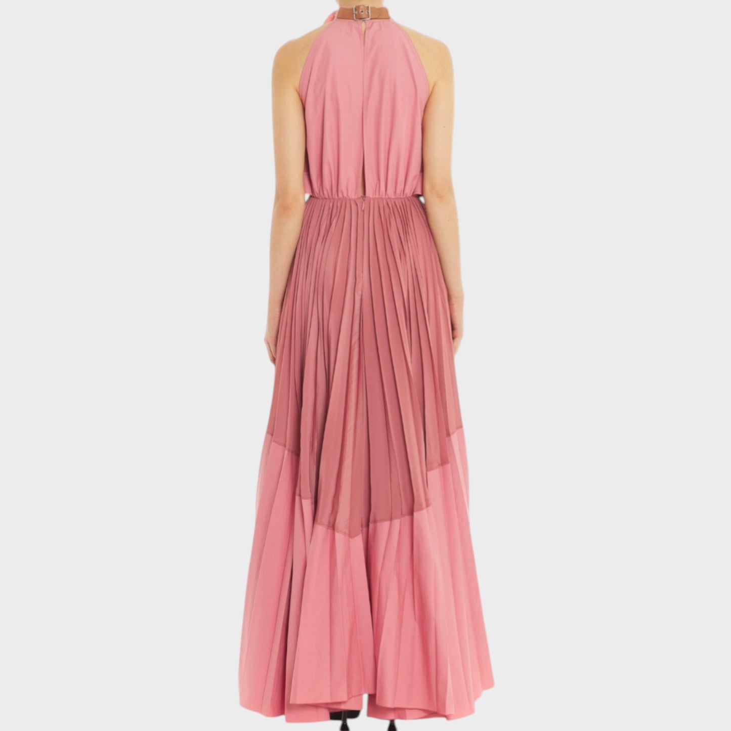 Lanvin High Collar Pleated Dress