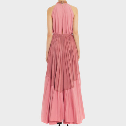 Lanvin High Collar Pleated Dress