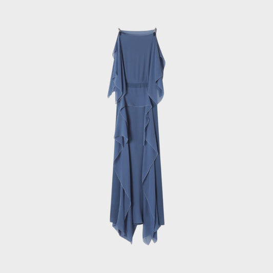 Lanvin Silk Ruffled Long Dress