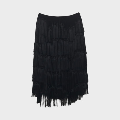 Comme des Garcons Silk Mix Velvet Fringe Skirt