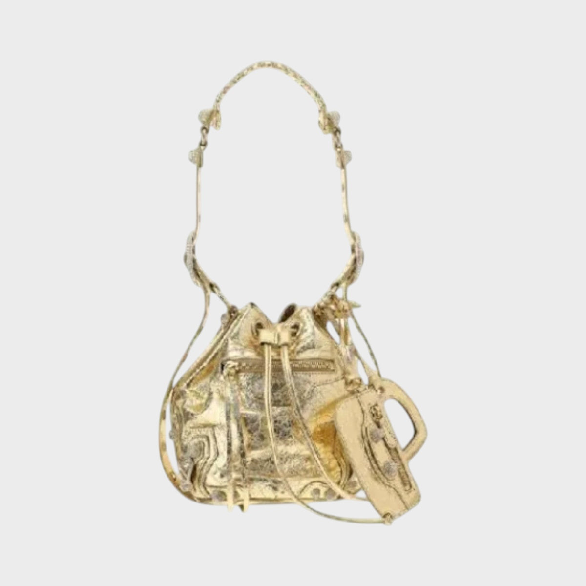 Balenciaga Metallized Lambskin Le Cagole Bucket Bag