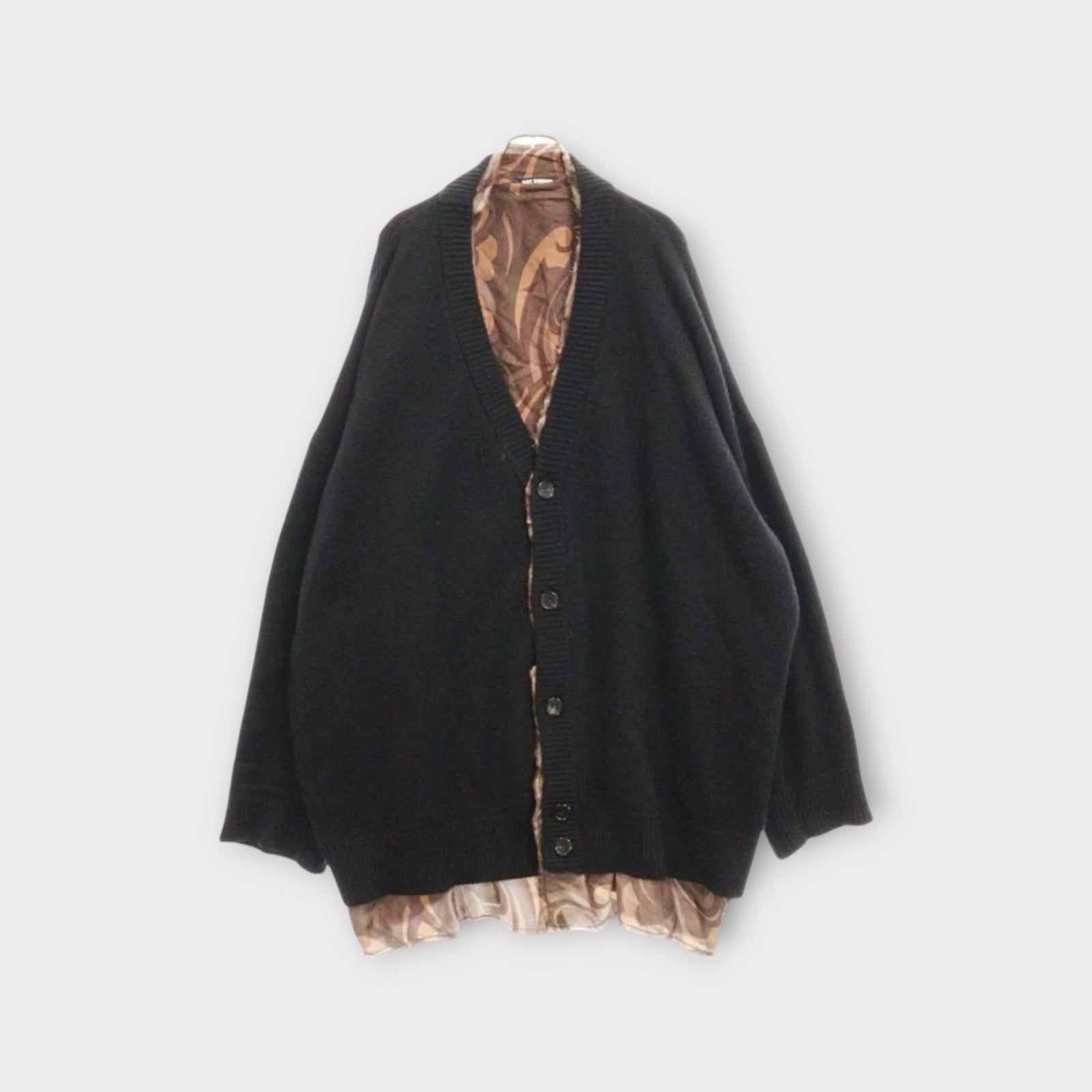 Raf Simons Knitwear, Black, Wool and Silk Lining Oversized V-Neck Button Up Cardigan #56