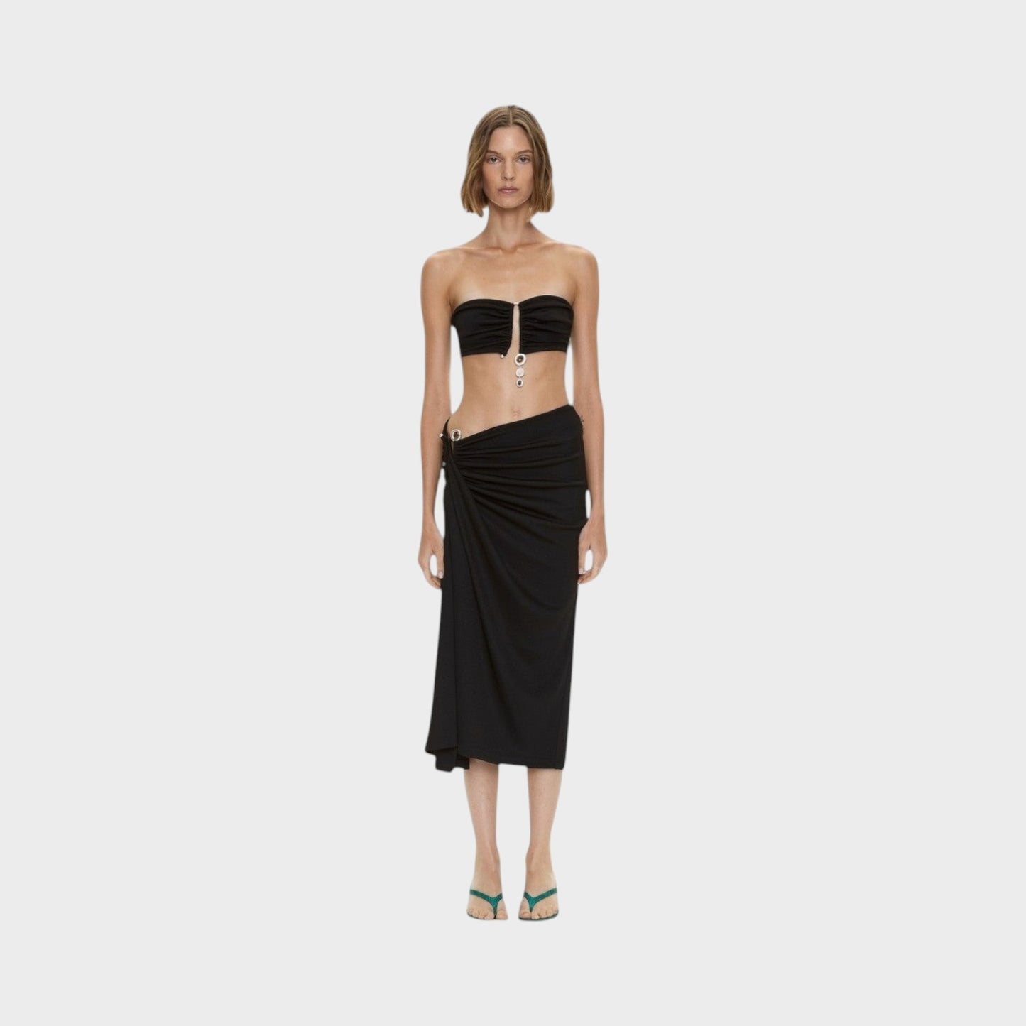 Christopher Esber Ribbed Crystal Clasp Skirt