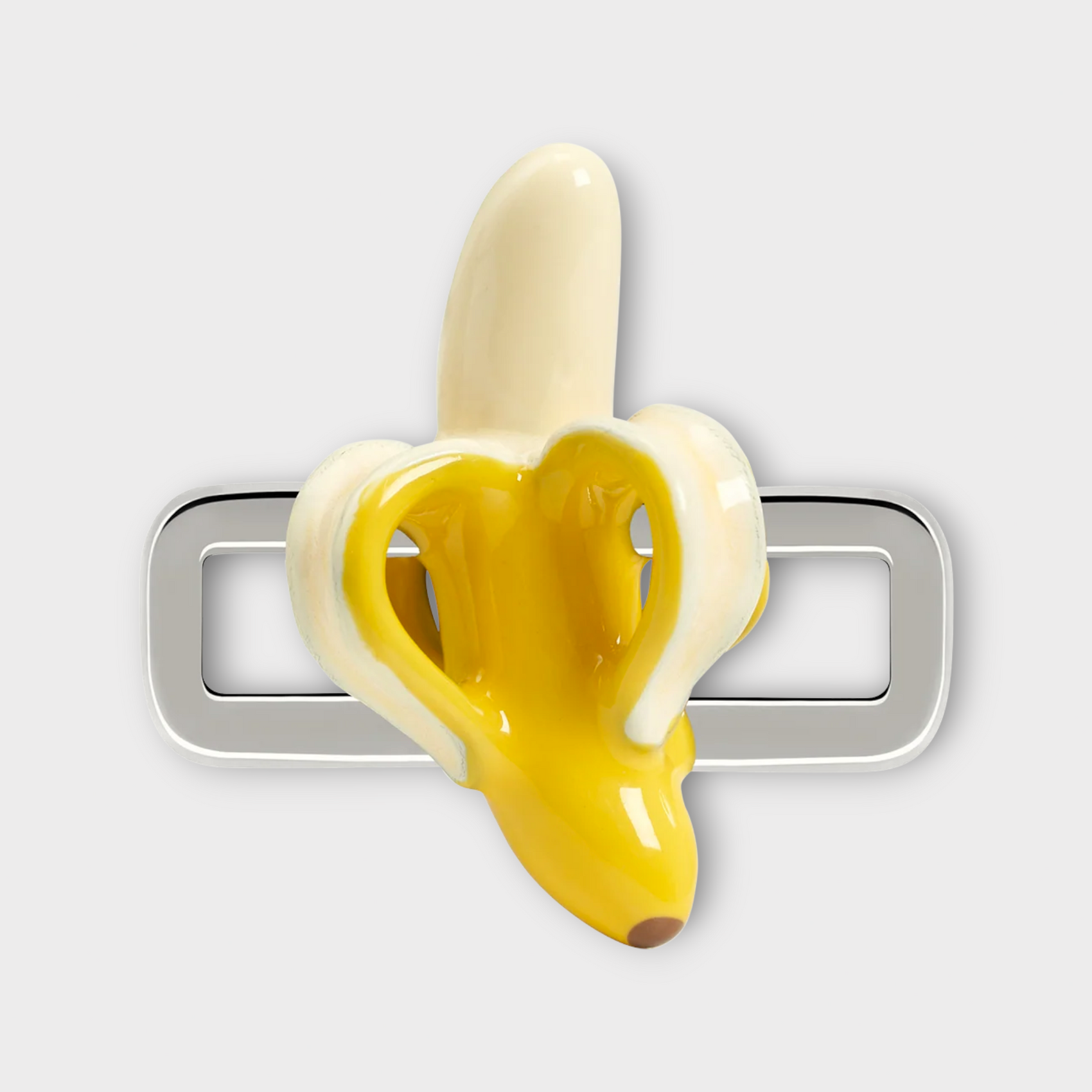 Poubel Charm, Print, Banana Hand Painted Enamel w/ Sterling Silver