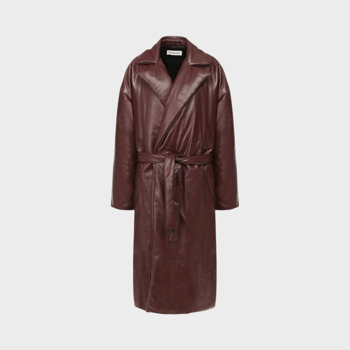 Balenciaga Leather Padded Wrap Trench Coat