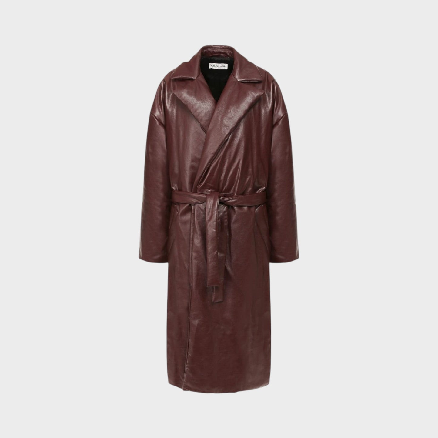 Balenciaga Leather Padded Wrap Trench Coat
