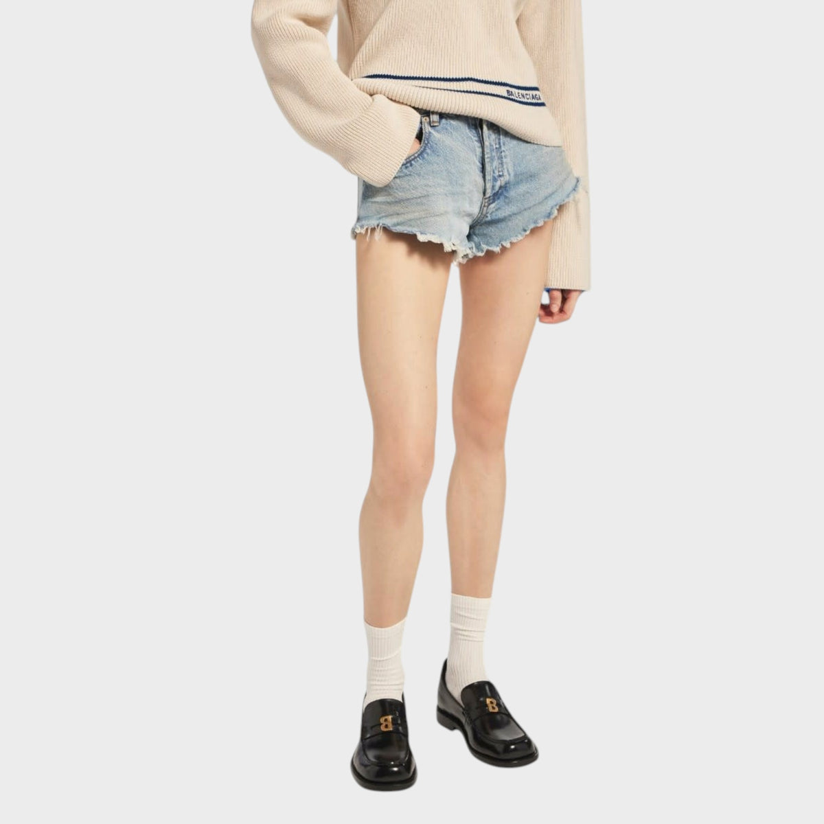 Balenciaga Denim Mini Shorts