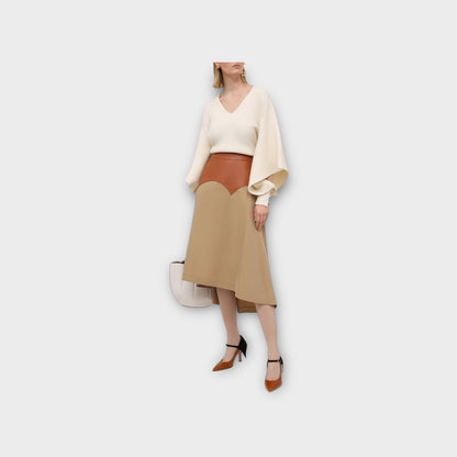 Loewe Asymmetric Midi Leather Skirt