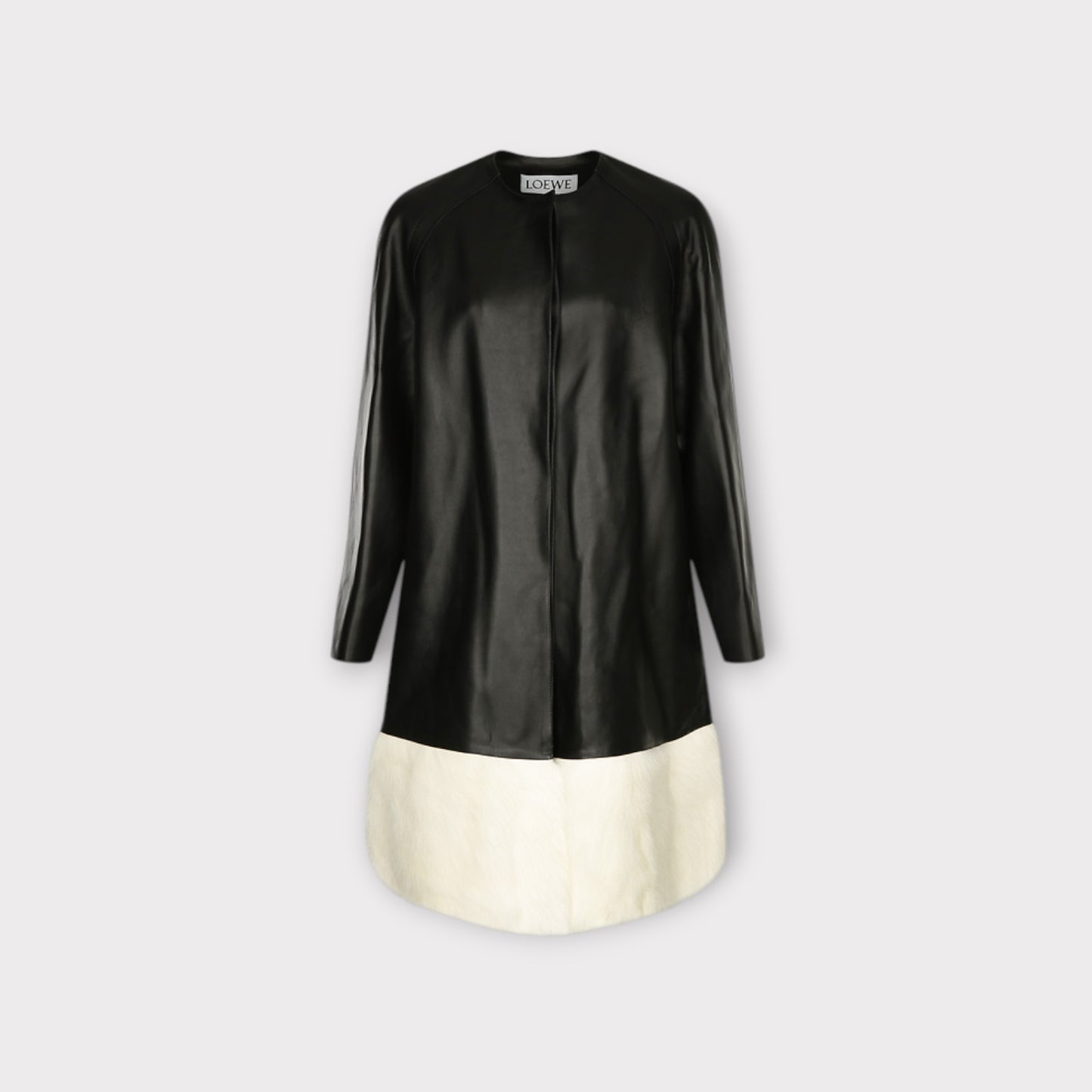 Loewe Shearling Trim Leather Coat