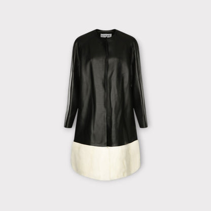 Loewe Shearling Trim Leather Coat