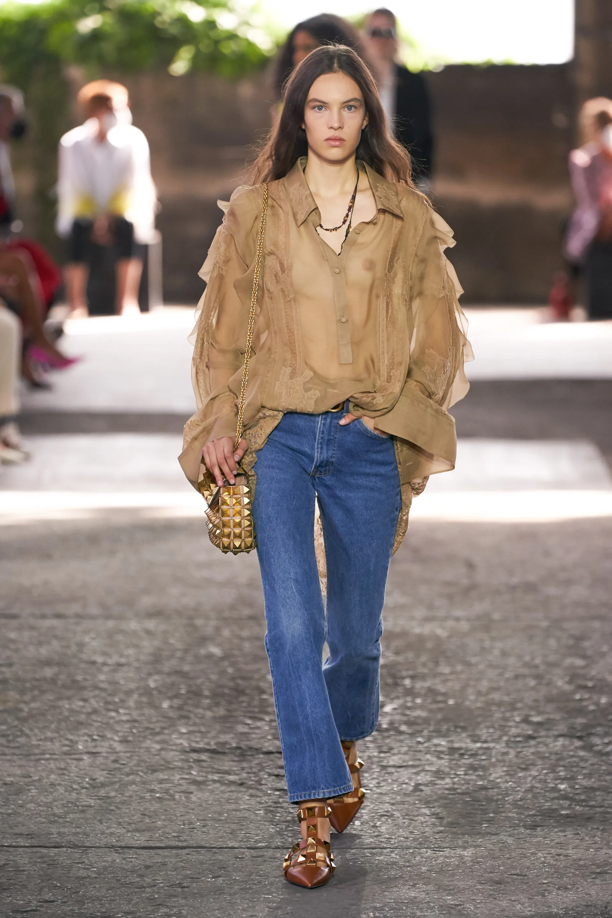 Valentino Silk Mix Sheer Blouse