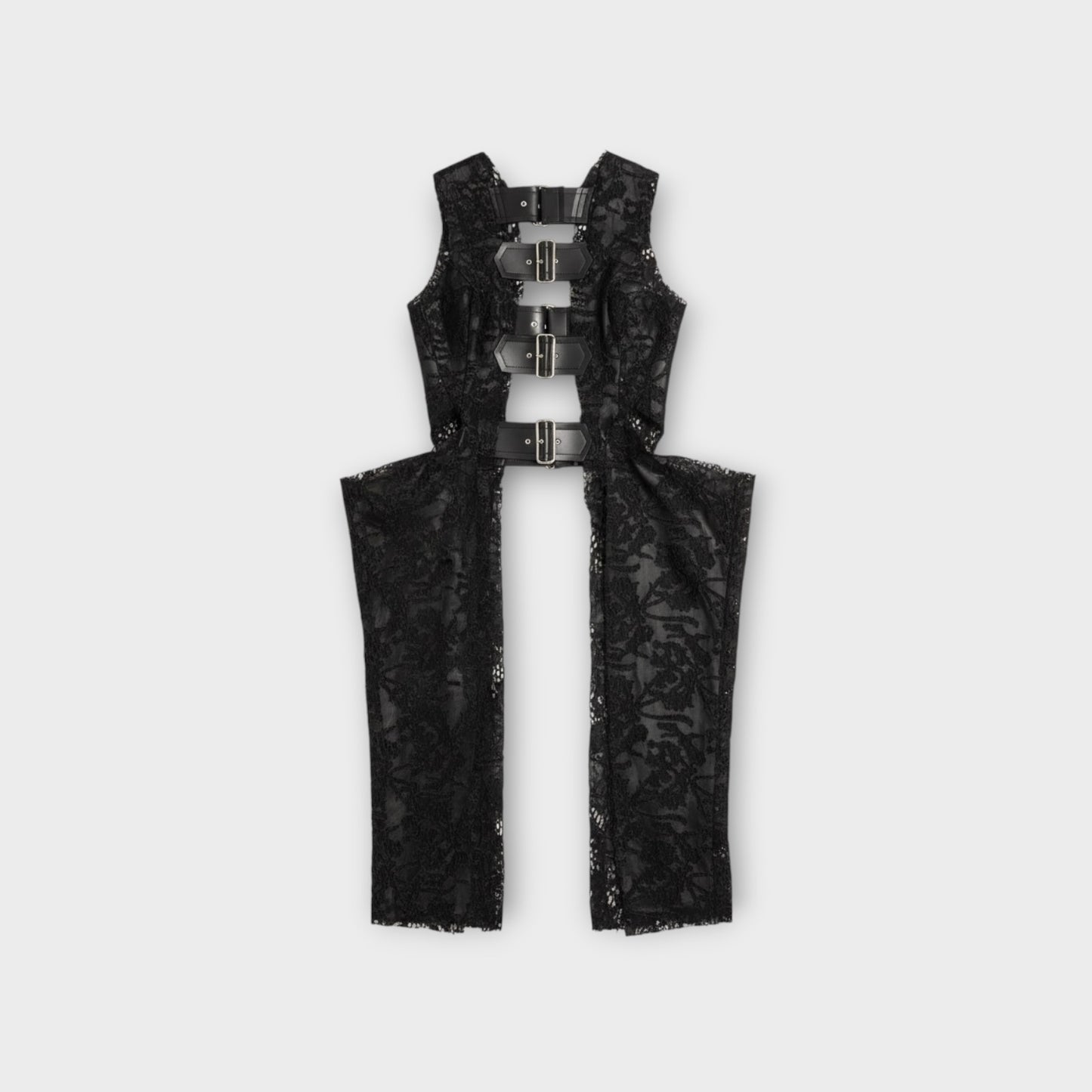 Comme des Garcons Leather and Lace Embroidered Gillet