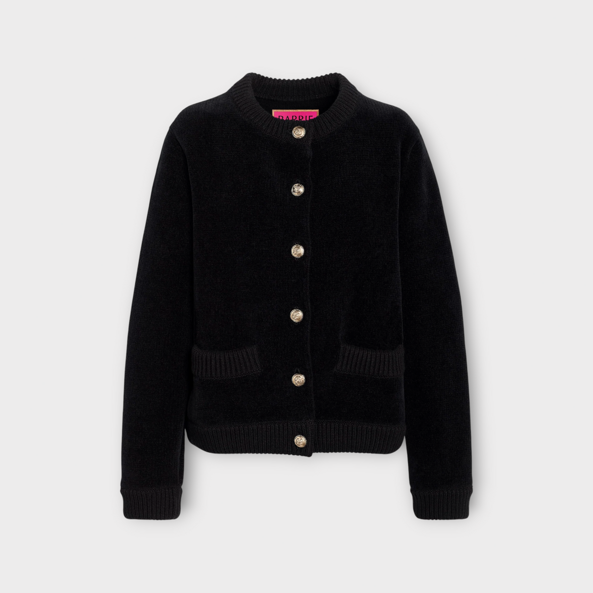 Barrie Jacket, Black, Barrie x Sofia Coppola Cashmere Crew Neck Button Up Cardigan