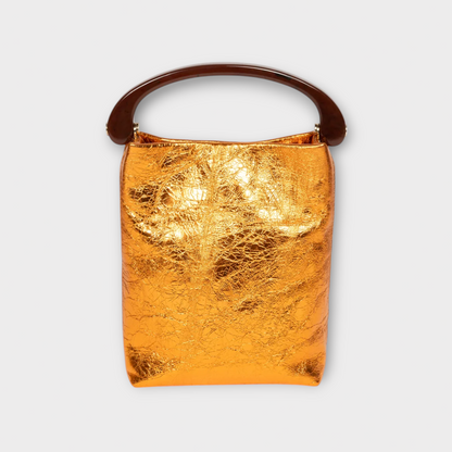 Dries Van Noten Crisp Leather Gold Shoulder Bag