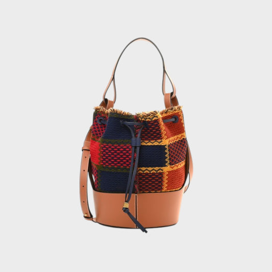 Loewe Wool Tartan Balloon Bag