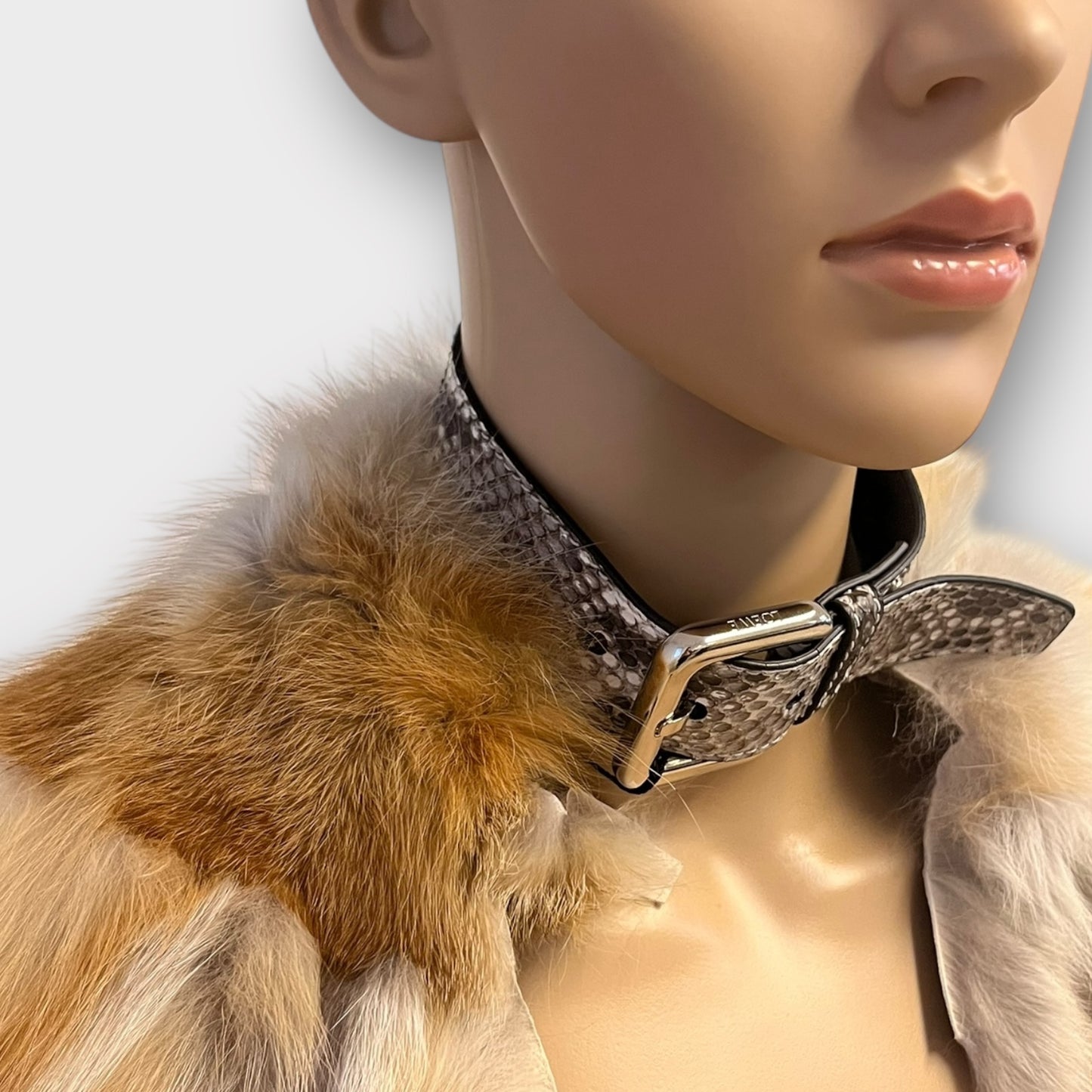 Loewe Fox Fur and Python Collar