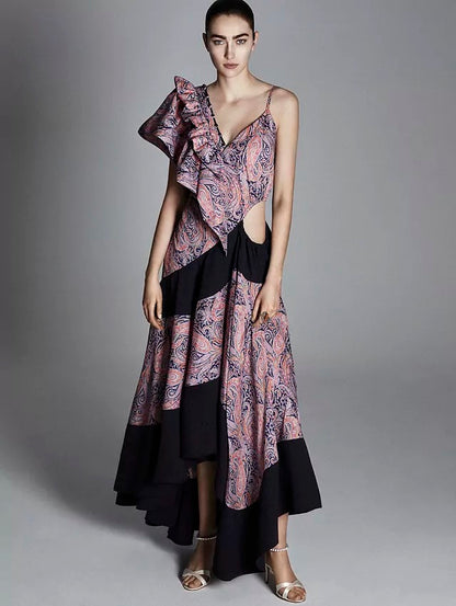 Loewe Asymmetric Paisley Ruffle Dress