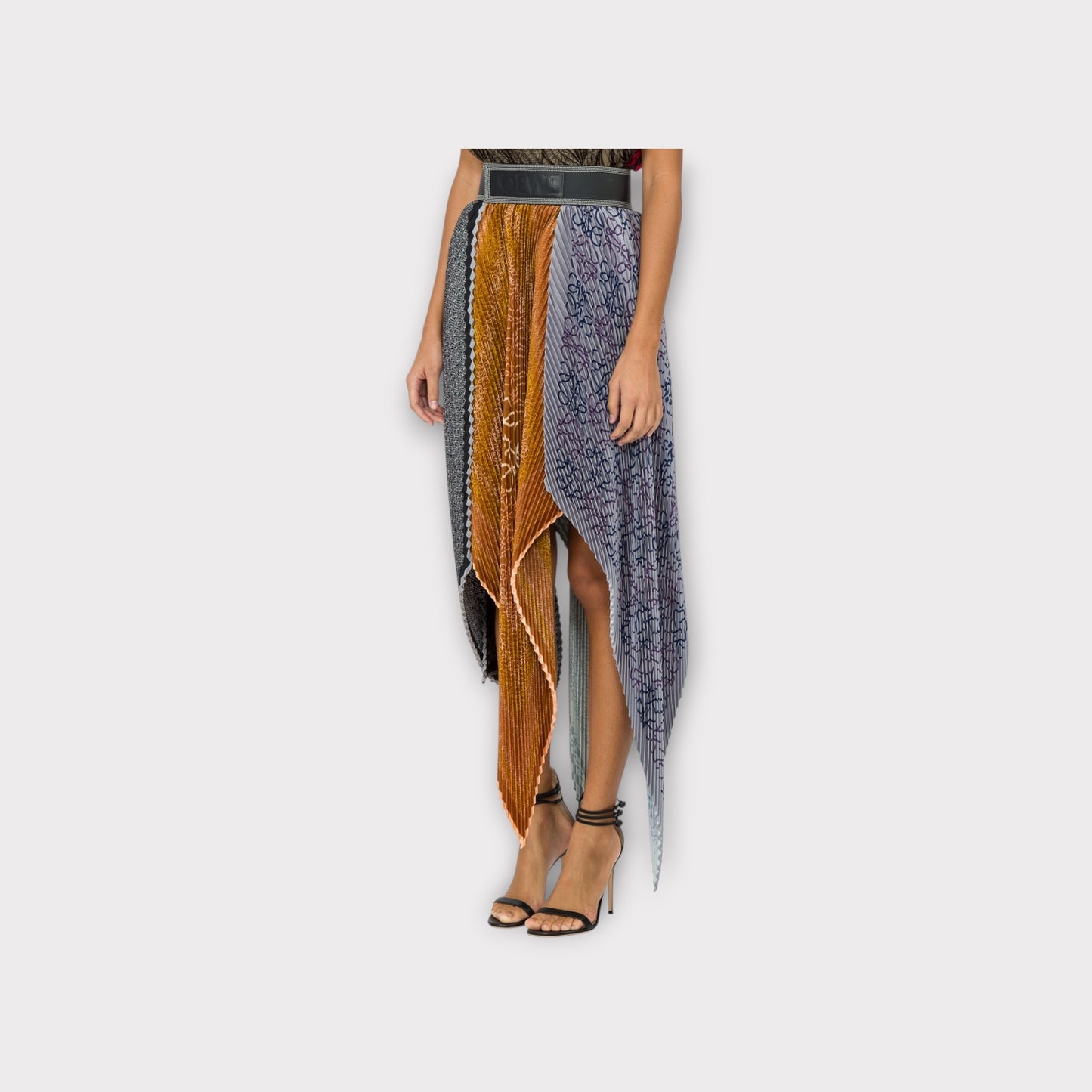 Loewe Anagram Silk Pleated Skirt