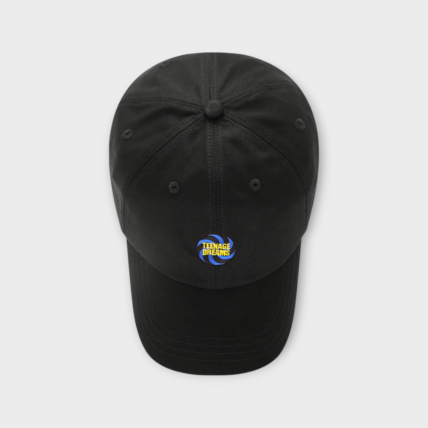 Raf Simons Hat, Black, Cotton Basic Baseball Cap in Black Night w/ "Teenage Dreams" Badge