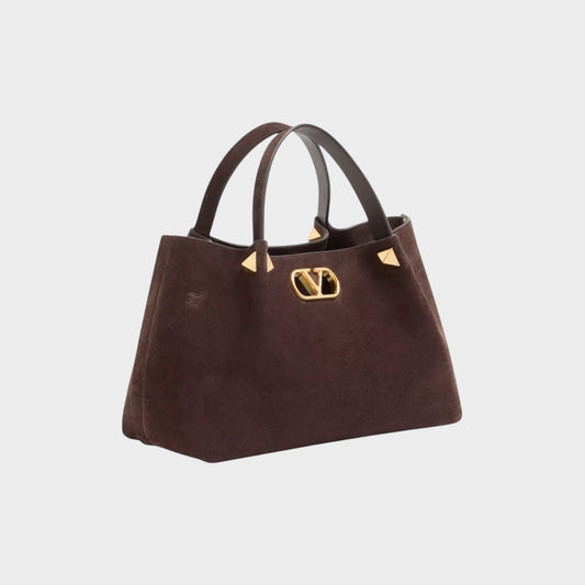 Valentino Small Suede Vlogo Tote