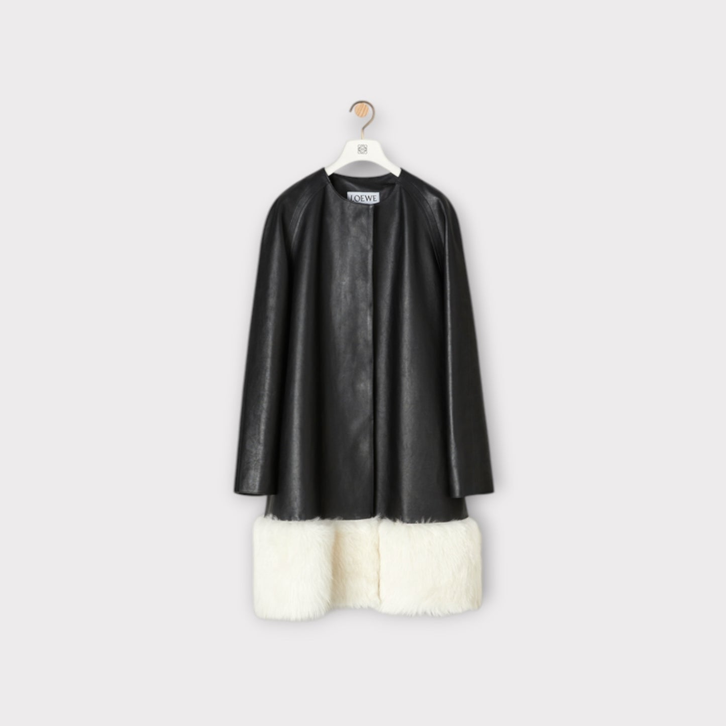 Loewe Shearling Trim Leather Coat