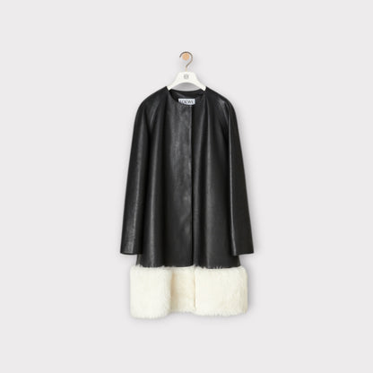 Loewe Shearling Trim Leather Coat