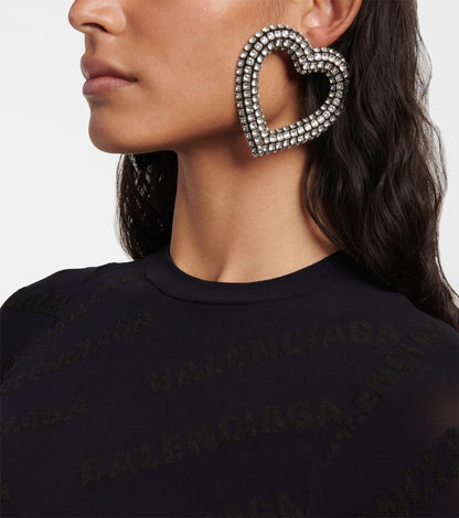 Balenciaga Heart Earp Strass Earring