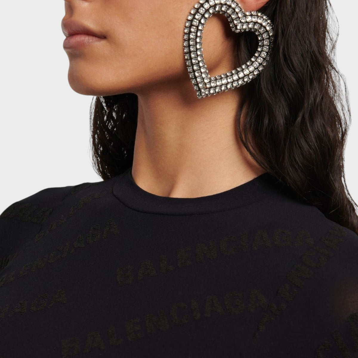 Balenciaga Heart Ear Strass Earring
