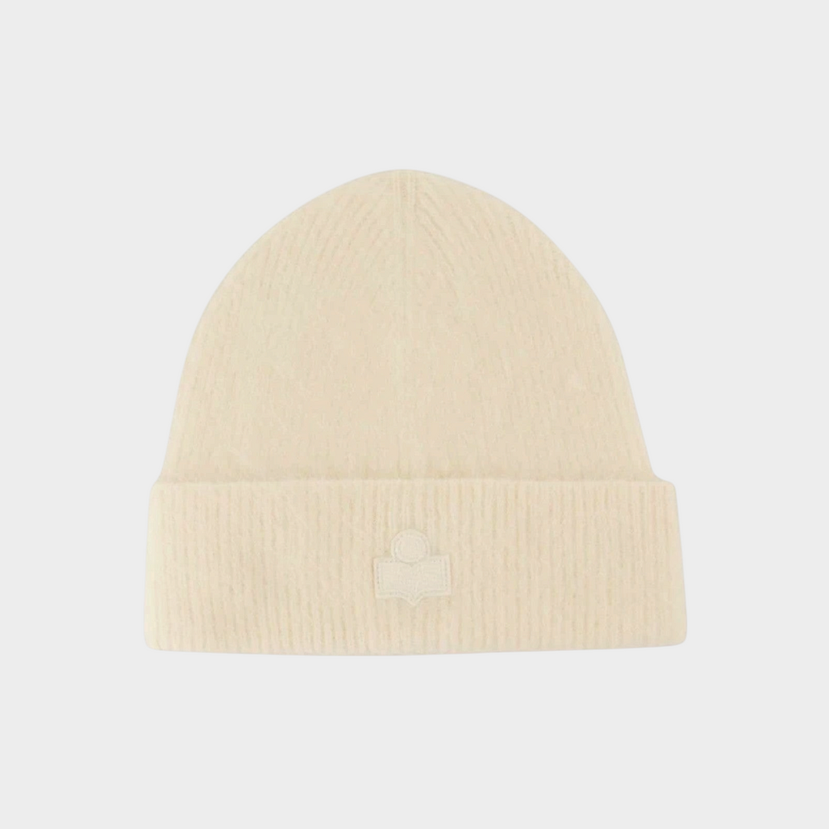 Tasoni Jacquemus Le Bonnet Chevron light beige wool and cashmere beanie with a subtle embroidered logo patch