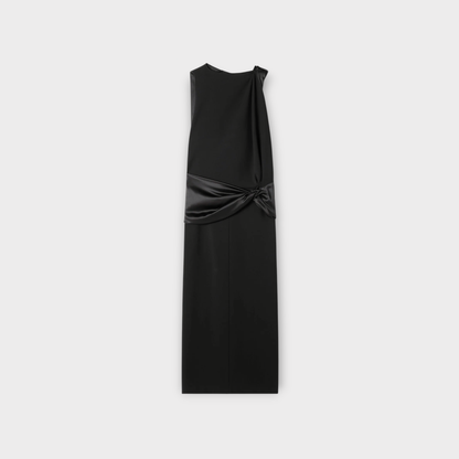 Lanvin Satin Belted Draped Dress