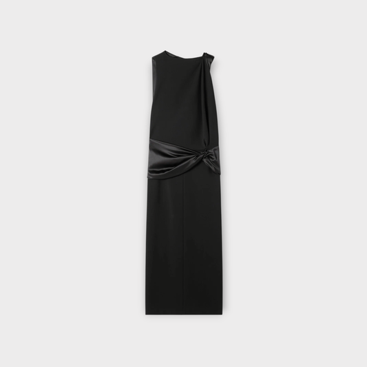 Lanvin Satin Belted Draped Dress
