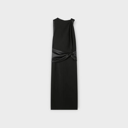 Lanvin Satin Belted Draped Dress