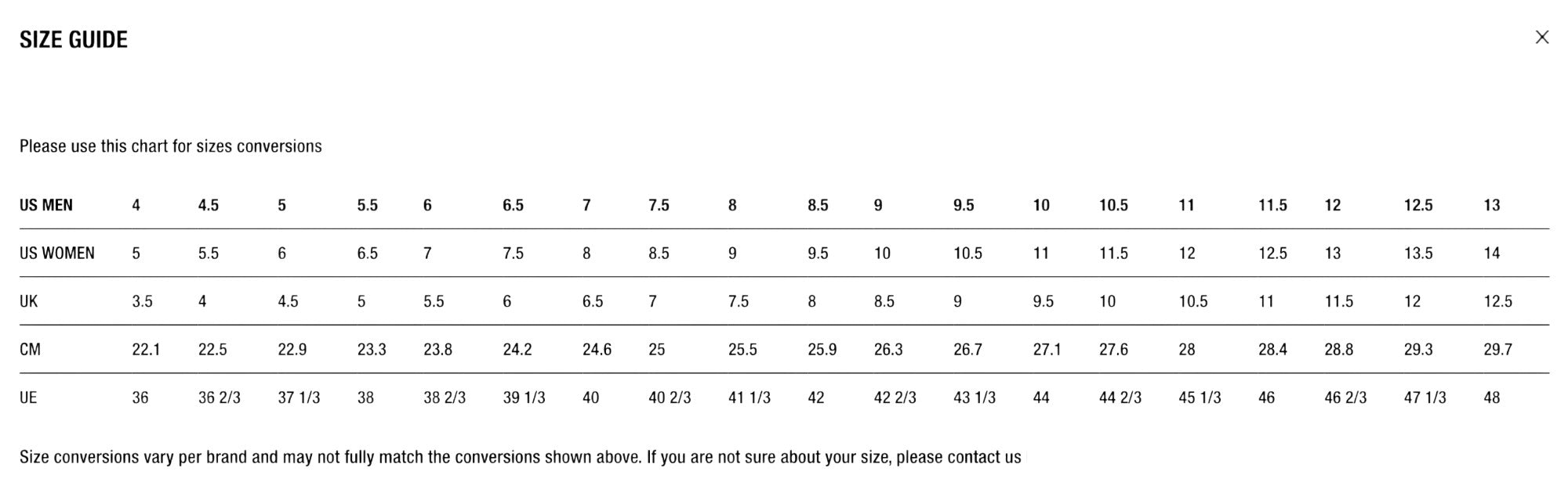 Size Chart