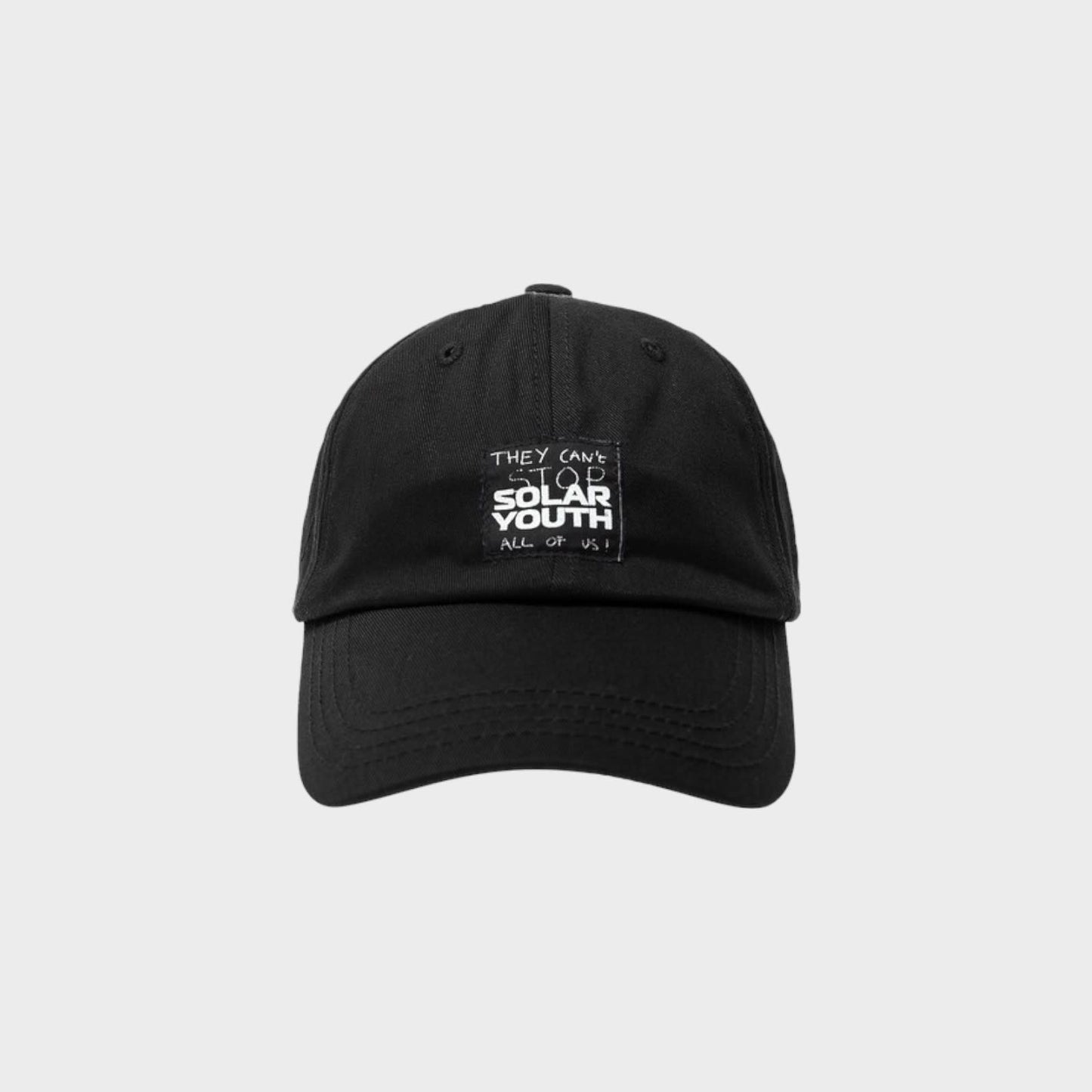 Raf Simons Hat, Black, Cotton Cap w/ "Solar Youth" Patch