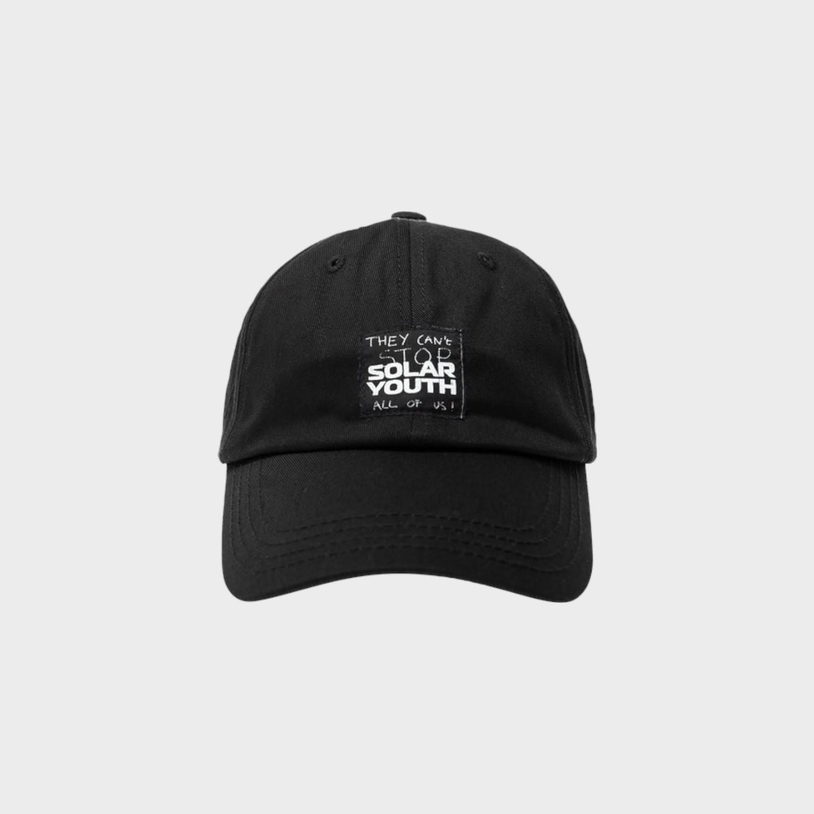 Raf Simons Hat, Black, Cotton Cap w/ "Solar Youth" Patch